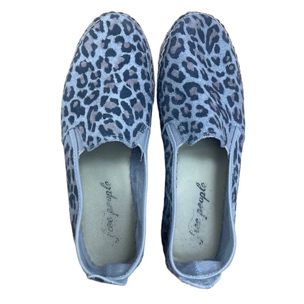Free People Grey  Suede Leopard Espadrilles Flat Women’s Shoes Size 37